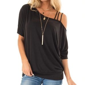 White Birch Off The Shoulder Black Top